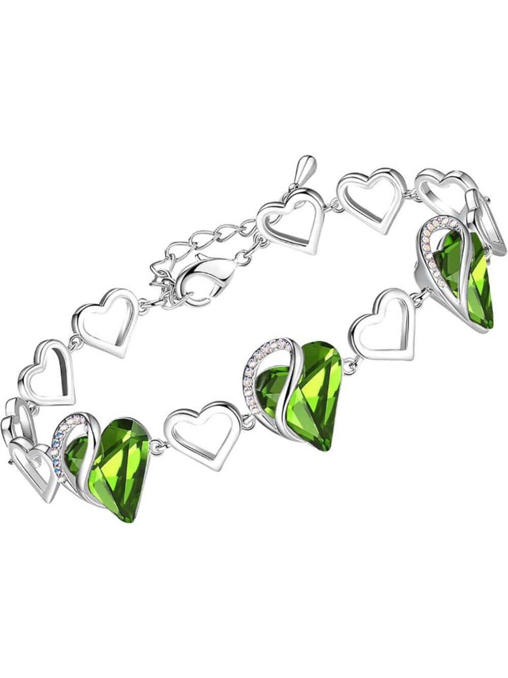 Infinity Love Heart Bracelet for Women - Birthstone Healing Stone Jewelry, 7in